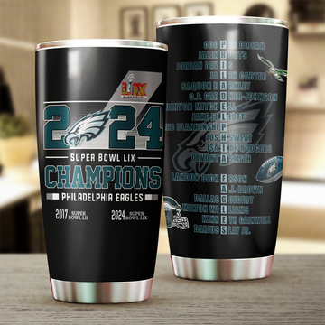 Philadelphia Eagles Super Bowl LIX Champions Tumbler for Fans Philly Tumbler