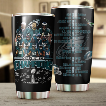 Philadelphia Eagles Super Bowl LIX Champions Tumbler for Fans Philly Tumbler
