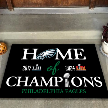 Home Of Champions Doormat Philadelphia Eagles Super Bowl LIX Champions Doormat for Fans
