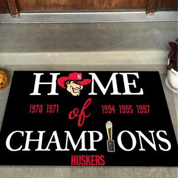 Home of Champions Nebraska Cornhuskers Doormat for Nebraska Fans