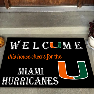 Welcome This House Cheers for The Miami Hurricane Doormat for Fans