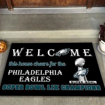 Welcome This House Cheers for The Champions Doormat for Eagles Fans