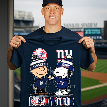 New York Yankees x New York Giants Snoopy Shirt β NYC Baseball & Football Fan Tee