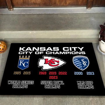 Kansas City City of Champions Doormat for Kansas City Sports Fans