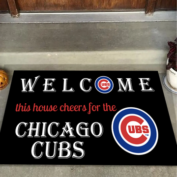 Welcome This House Cheers for Chicago Cubs Doormat