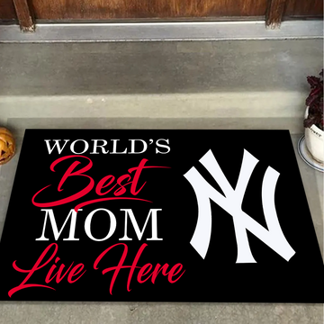 World's Best Yankees Mom Live Here Doormat for New York Fans