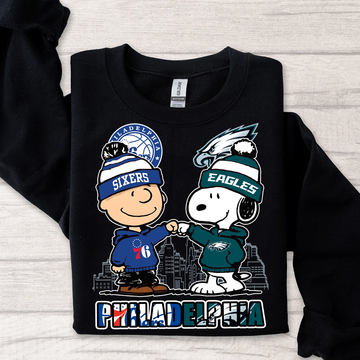 Philadelphia 76ers x Eagles Snoopy Shirt β Philly Basketball & Football Fan Tee