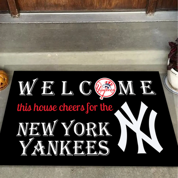 Welcome This House Cheers for New York Yankees Doormat