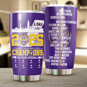 2025 NCAA Men's College World Series Champions LSU Tigers Baseball Tumbler for Fans