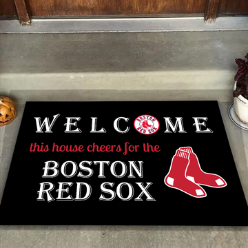 Welcome This House Cheers for The Boston Red Sox Doormat for Fans