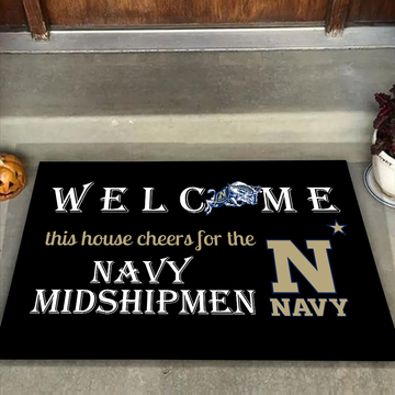 Welcome This House Cheers for The Navy Midshipmen Doormat for Fans