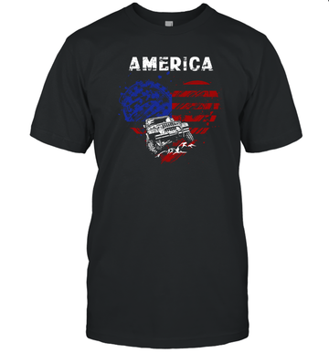 America Jeep Heart American Flag Off Road Shirt