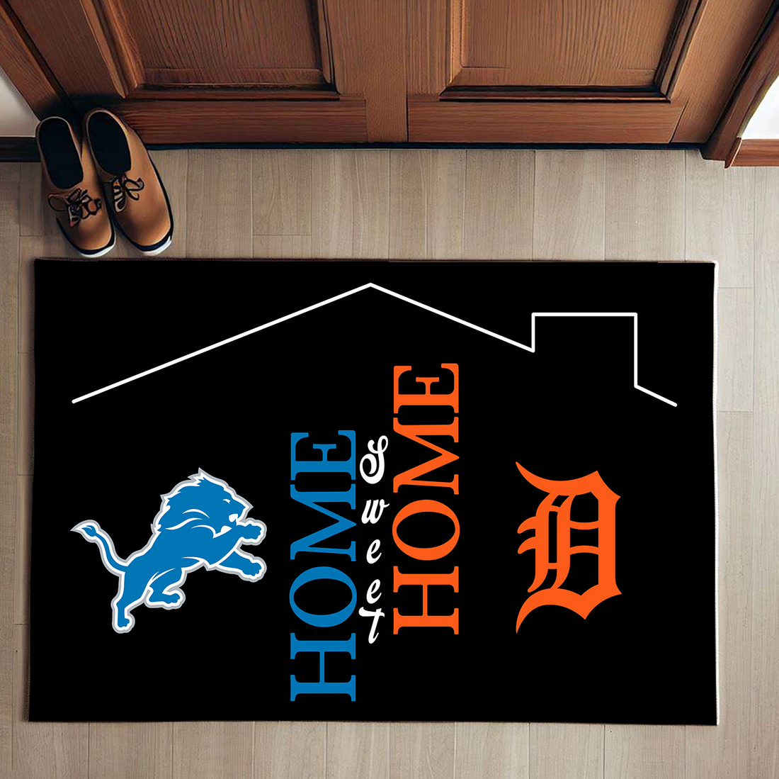 Home Sweet Home Detroit LIons Detroit Tigers Doormat for Fans