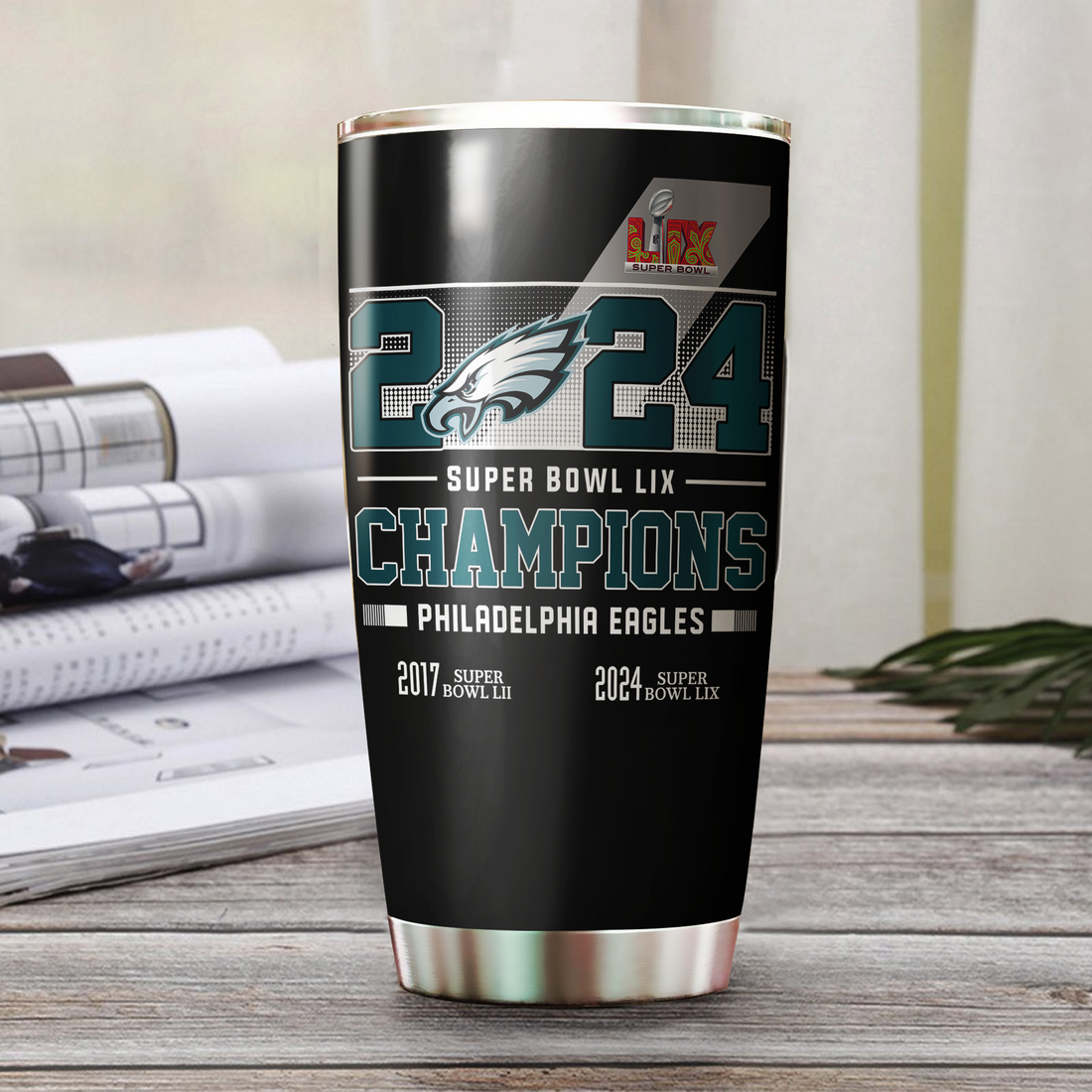 Philadelphia Eagles Super Bowl LIX Champions Tumbler for Fans Philly Tumbler