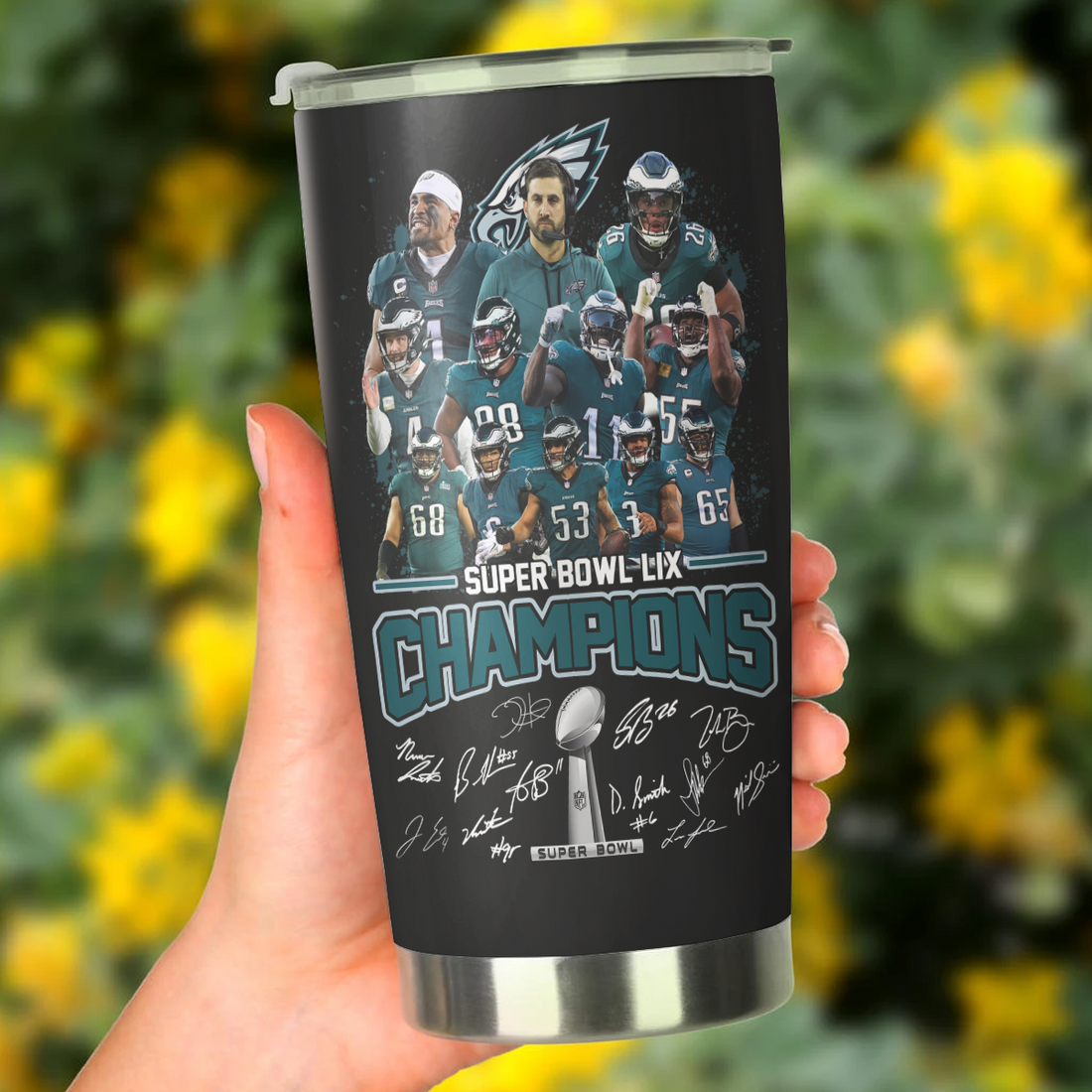 Philadelphia Eagles Super Bowl LIX Champions Tumbler for Fans Philly Tumbler