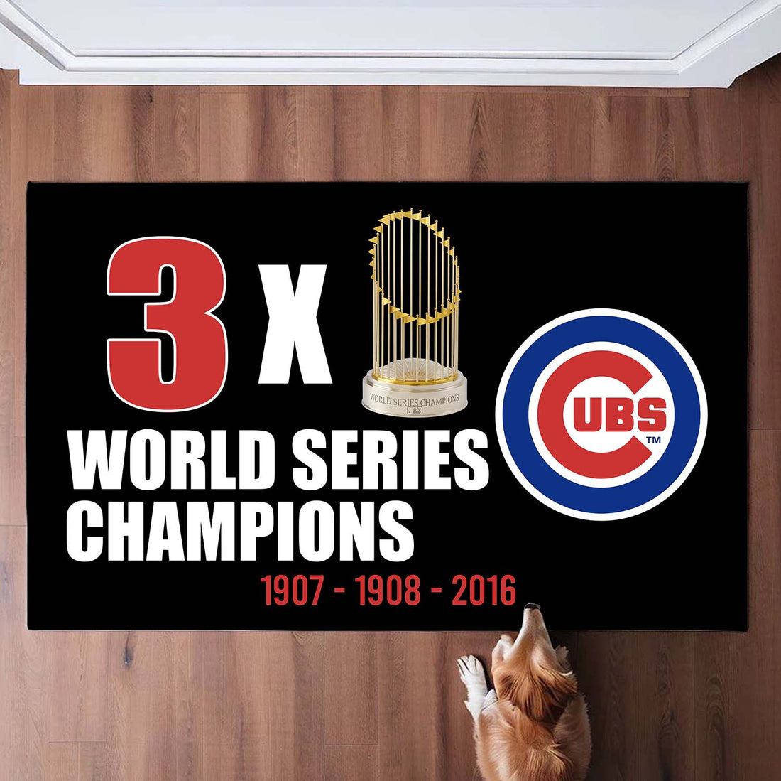 3x World Series Champions Chicago Cubs Doormat for Cubs Fans