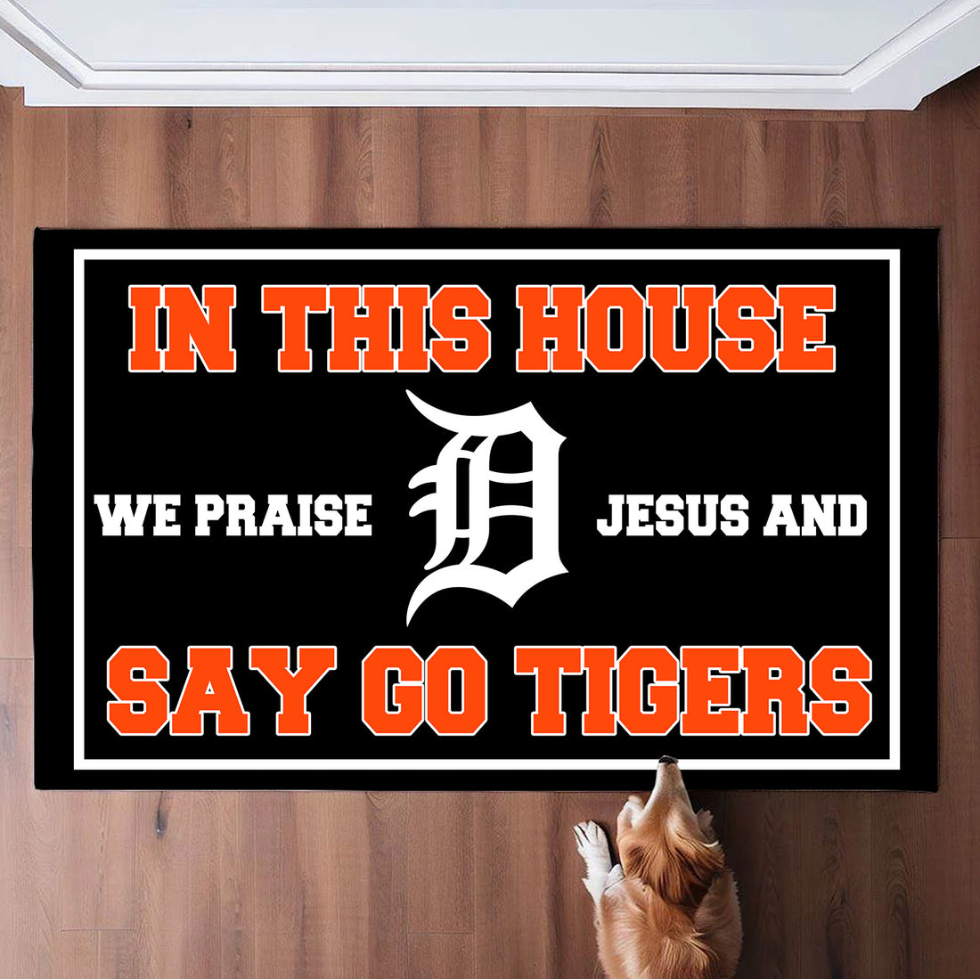 In This House We Praise Jesus And Say Go Tigers Dootmat for Fans