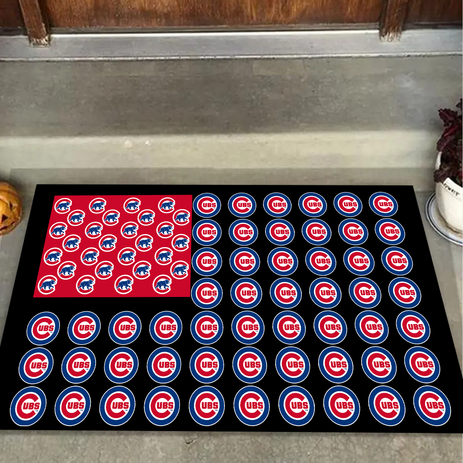 Chicago Cubs American Flag Doormat for Fans
