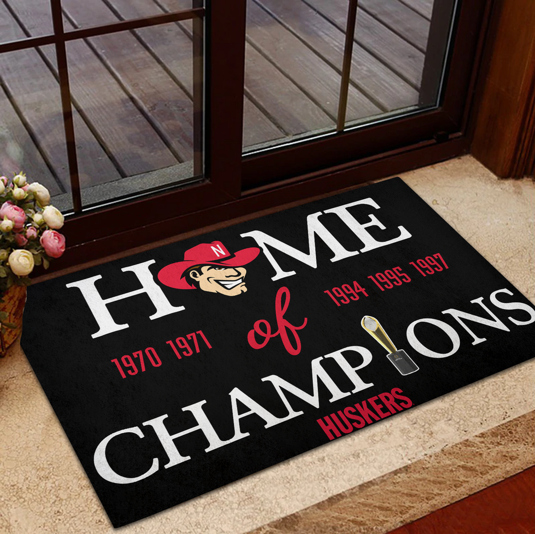 Home of Champions Nebraska Cornhuskers Doormat for Nebraska Fans