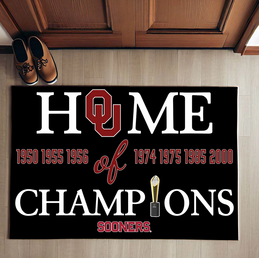 Home of Champions Oklahoma Sooners Fighting Irish Doormat for Sooners Fans