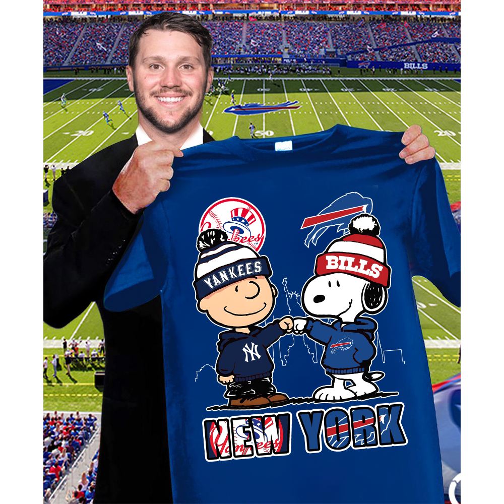 New York Yankees x Buffalo Bills Snoopy Shirt – NY Baseball & Buffalo Football Fan Tee