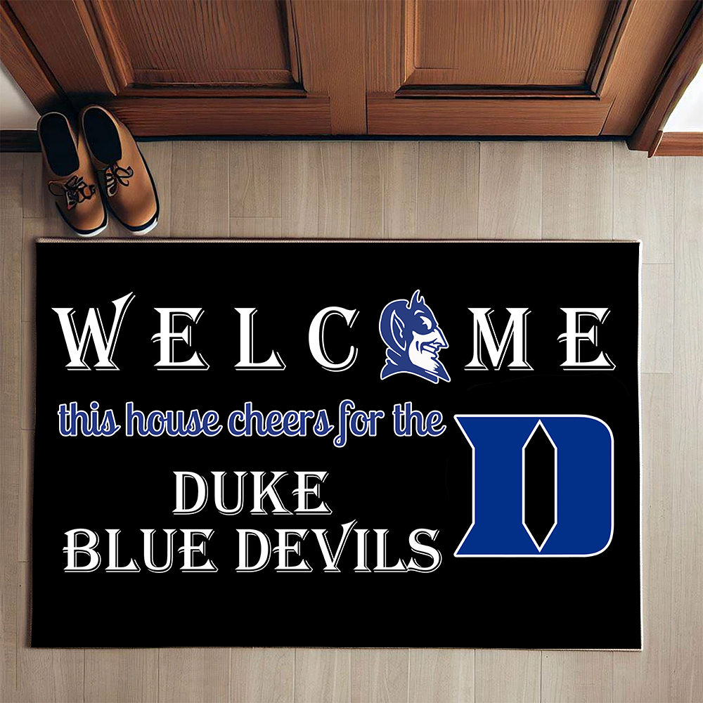 Welcome This House Cheer for Duke Blue Devils Doormat for Fans