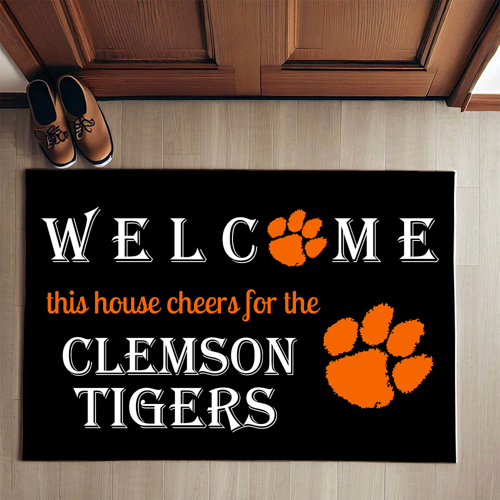 Welcome This House Cheer for Clemson Tigers Doormat
