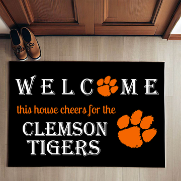 Welcome This House Cheer for Clemson Tigers Doormat