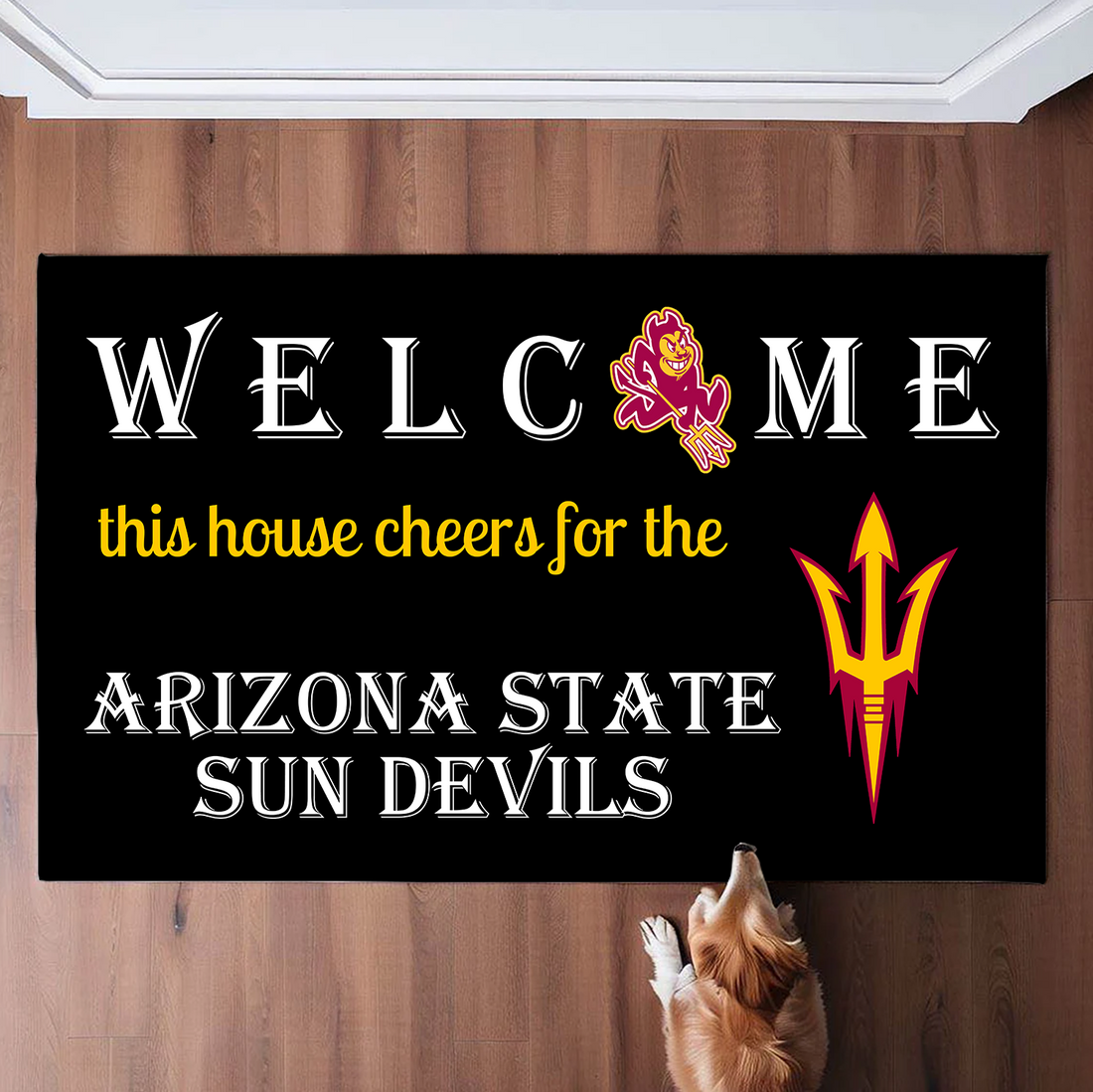 Welcome This House Cheers for The Arizona State Sun Devils Doormat for Fans