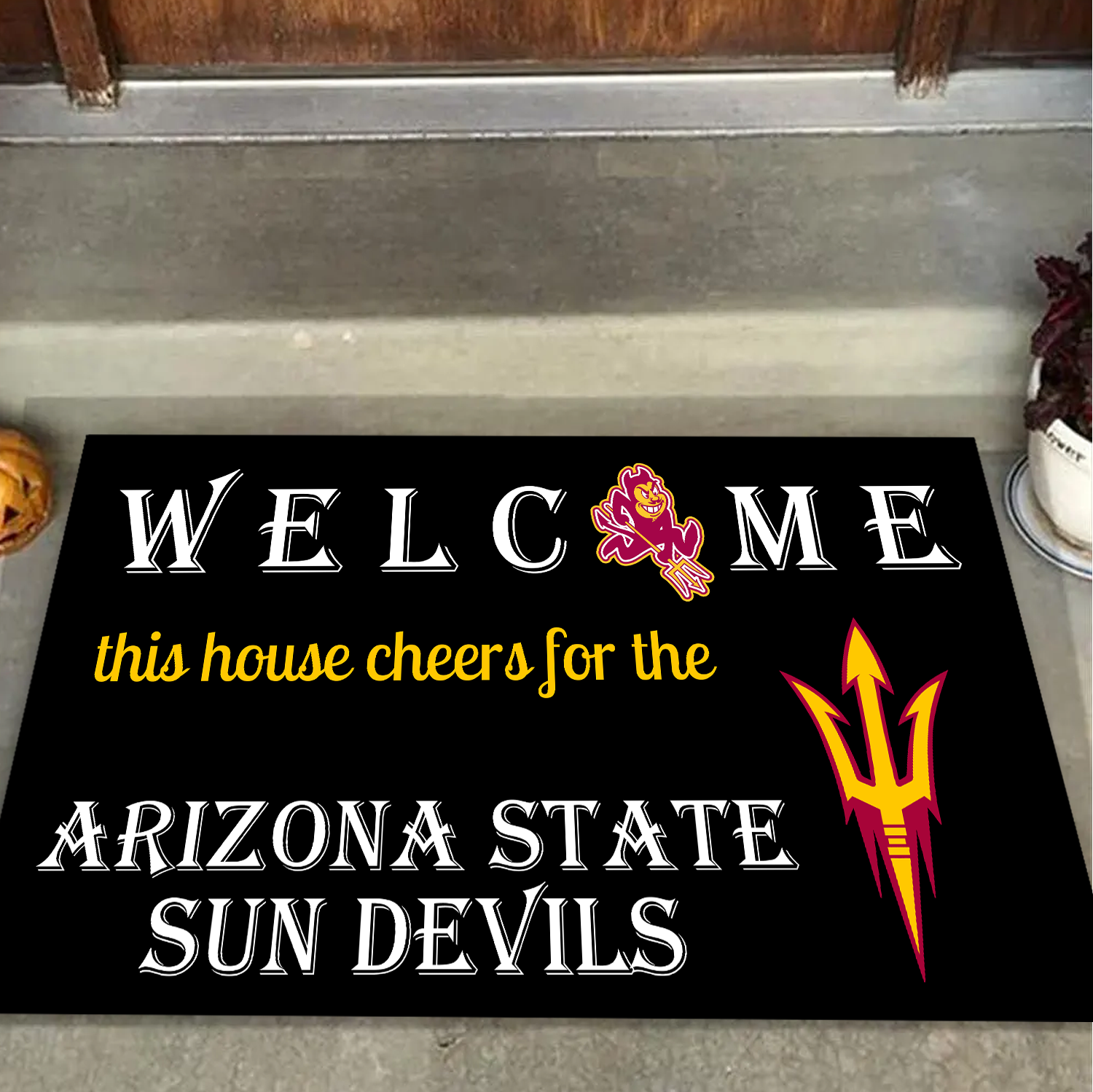 Welcome This House Cheers for The Arizona State Sun Devils Doormat for Fans