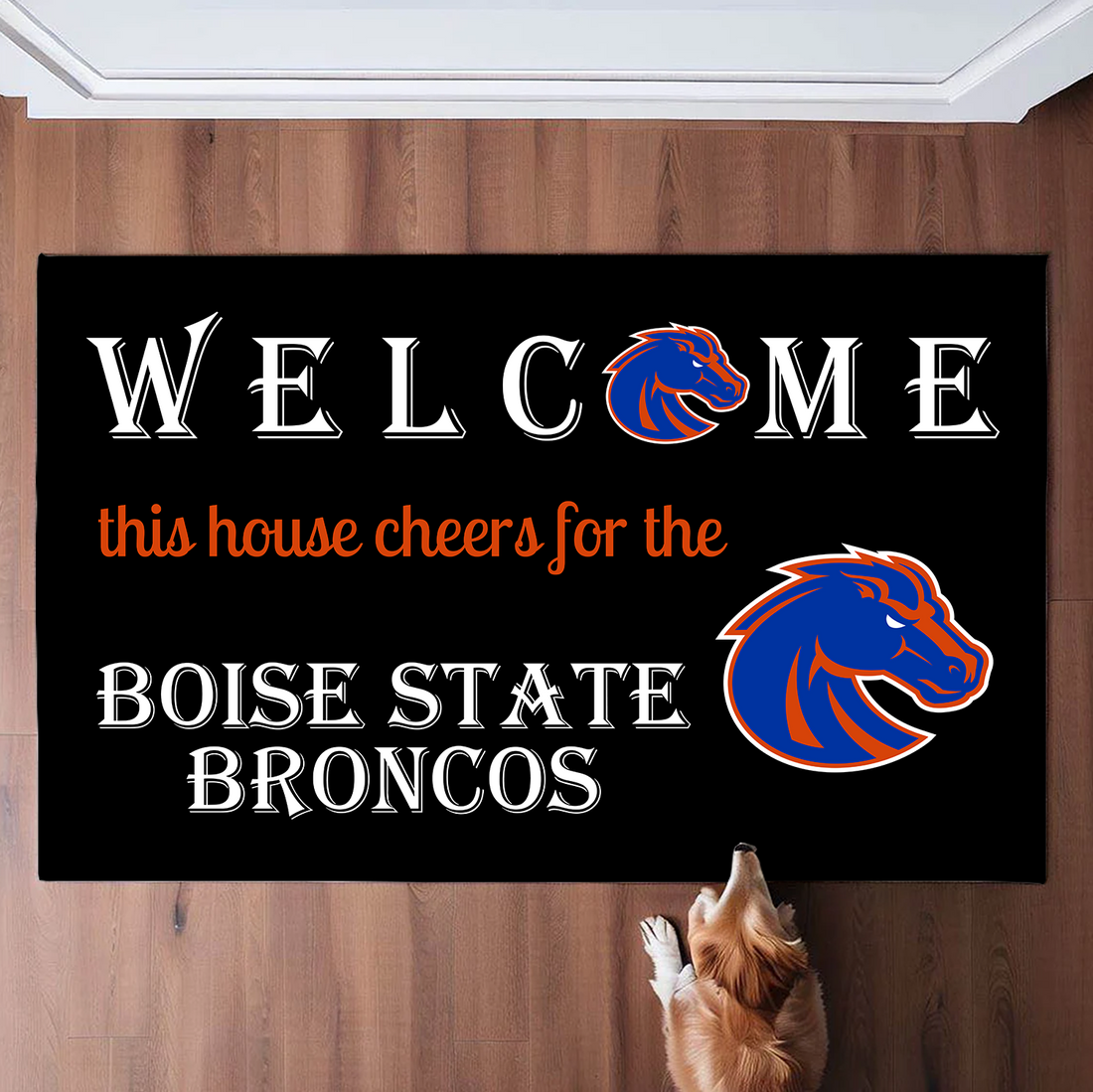 Welcome This House Cheers for The Boise State Broncos Doormat for Fans