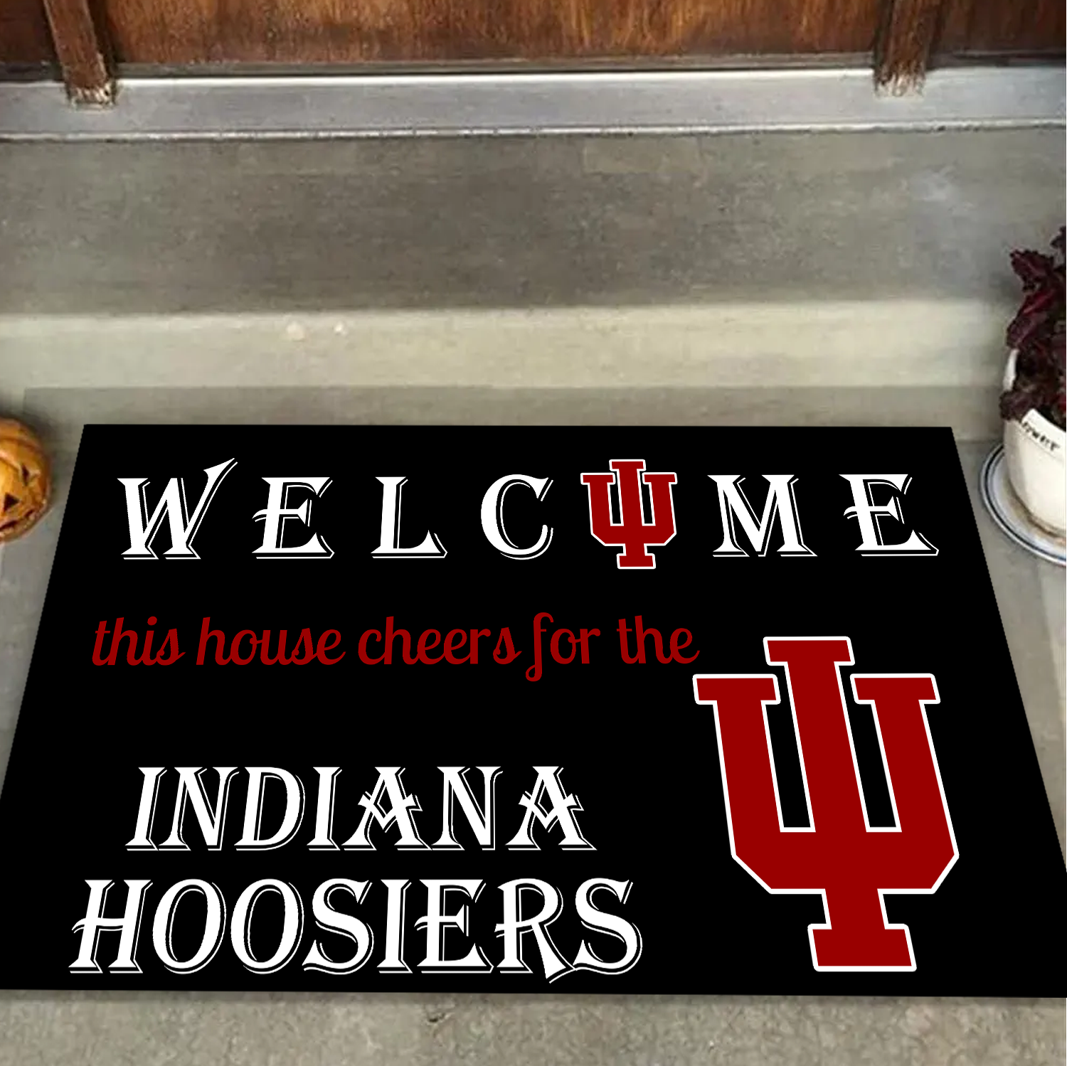 Welcome This House Cheers for The Indiana Hoosiers Doormat for Fans