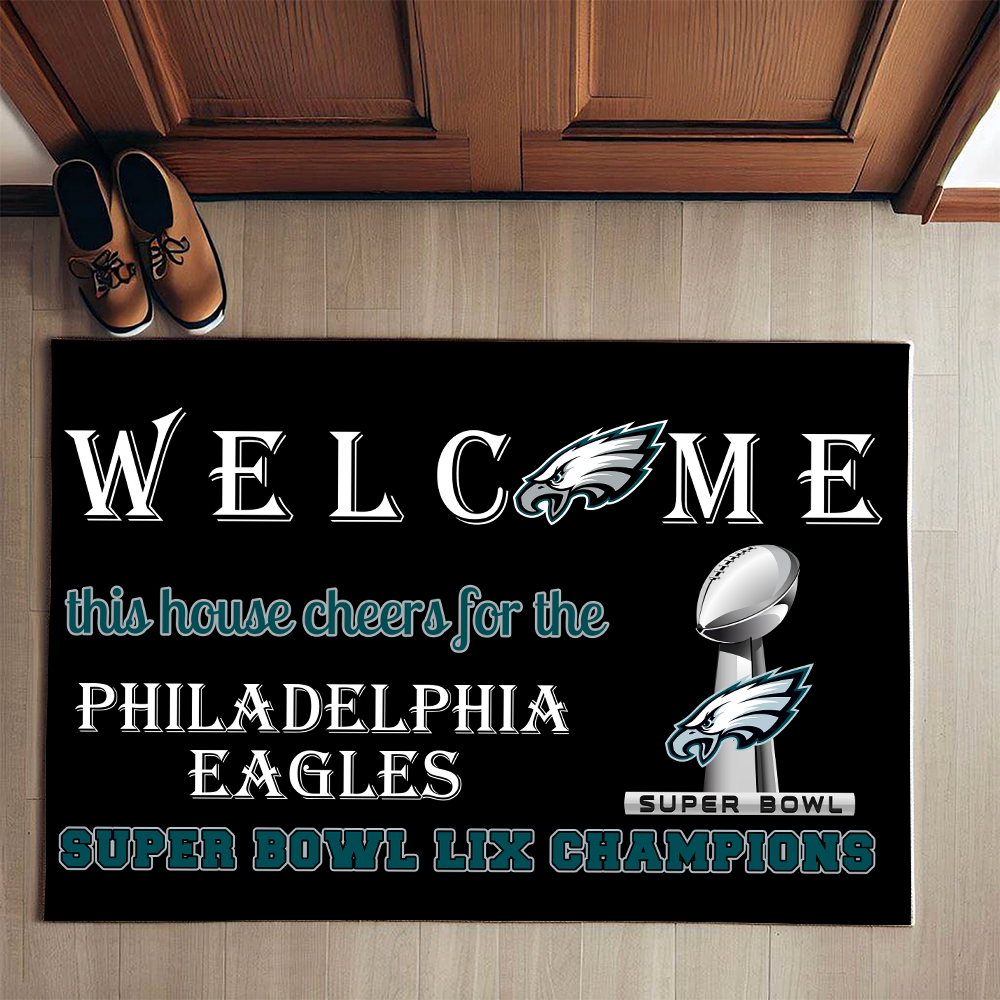 Welcome This House Cheers for The Champions Doormat for Eagles Fans