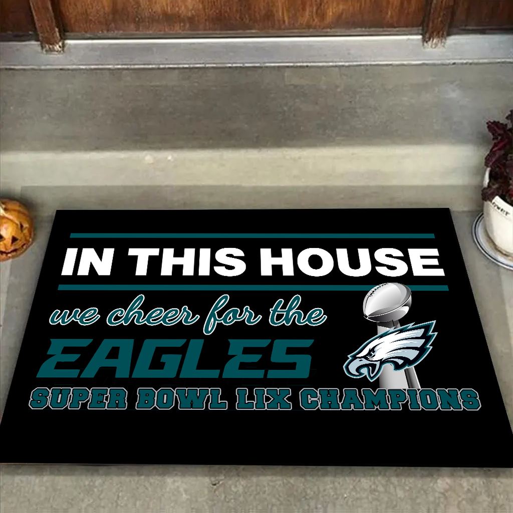 In This House We Cheers for The Champions Doormat for Eagles Fans