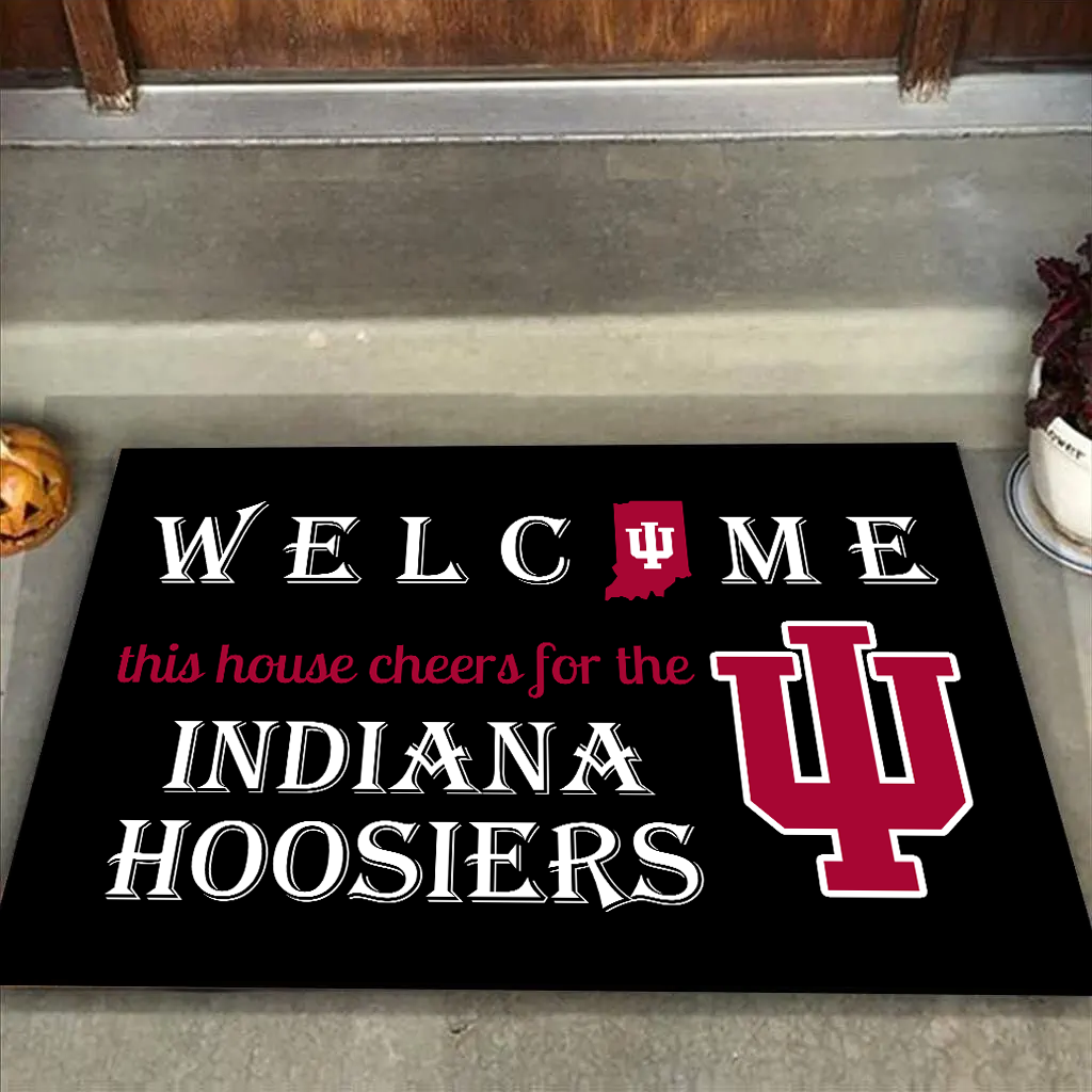 Welcome This House Cheers for The Indiana Hoosiers Doormat for Indiana Fans