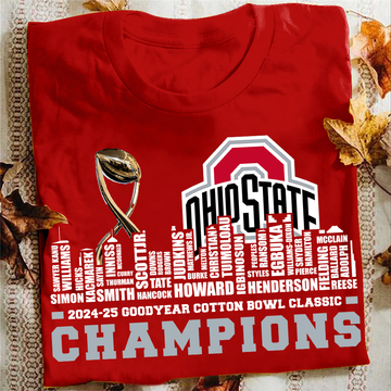 Ohio State Buckeyes 2024-25 Goodyear Cotton Bowl Classic Champions T-Shirt for Fans