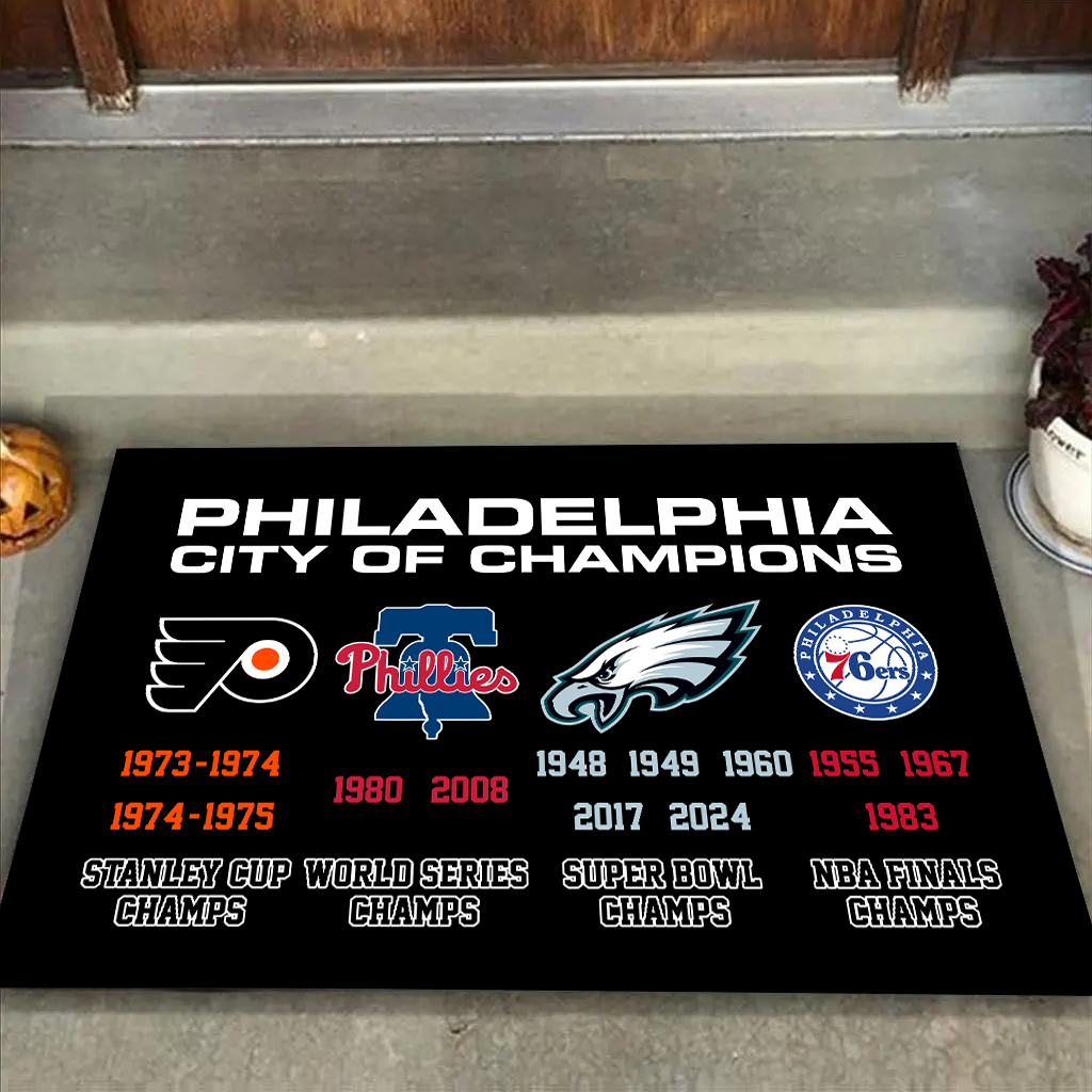 Philadelphia City of Champions Doormat for Philly Fans