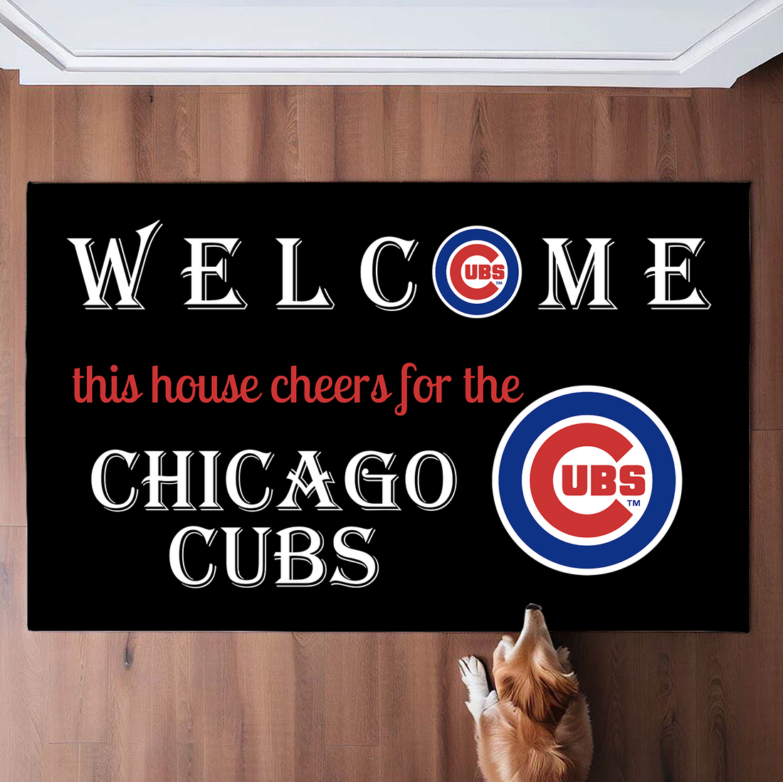 Welcome This House Cheers for Chicago Cubs Doormat