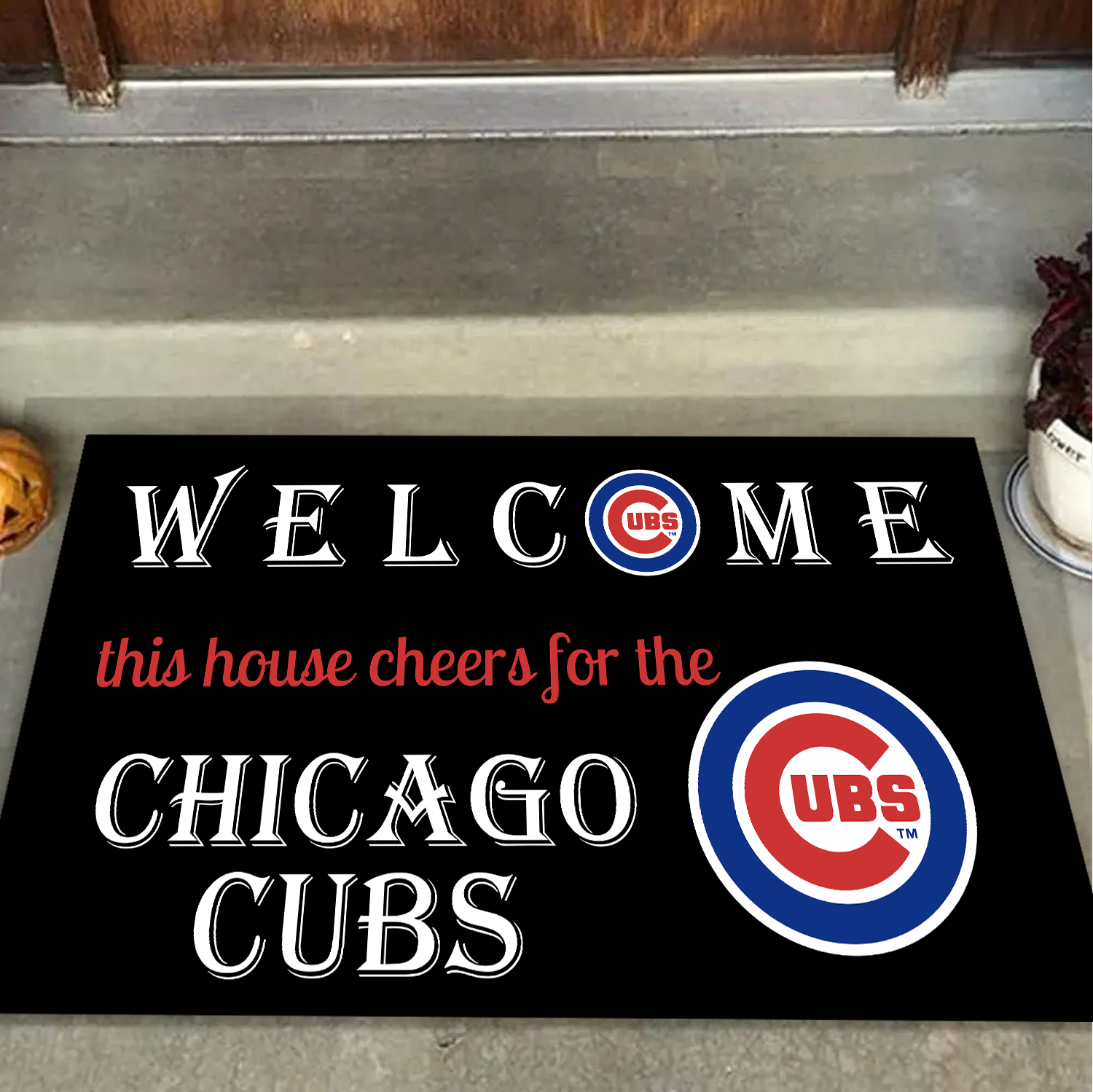 Welcome This House Cheers for Chicago Cubs Doormat