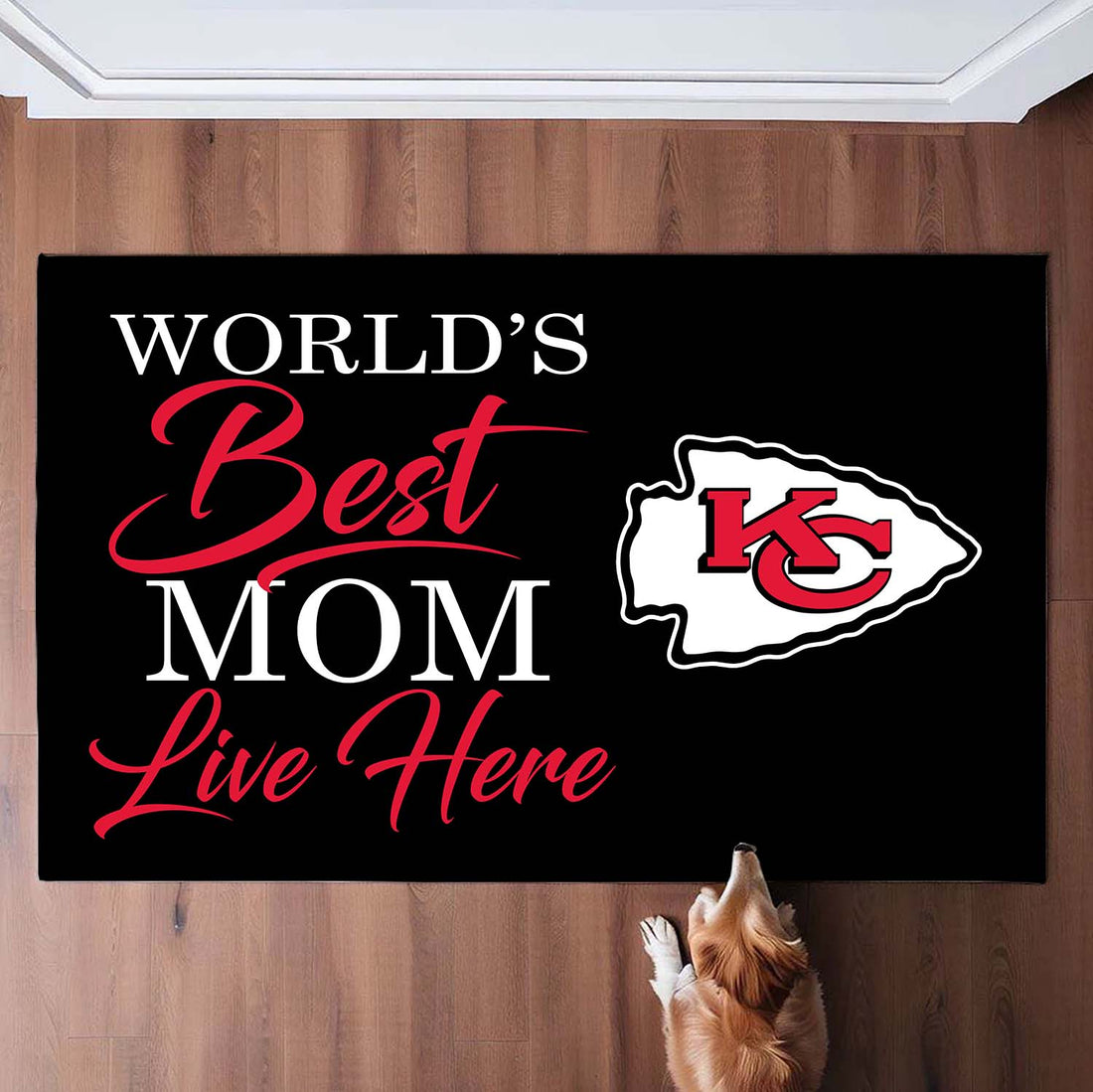 World's Best Chiefs Mom Live Here Doormat for Kansas City Fans