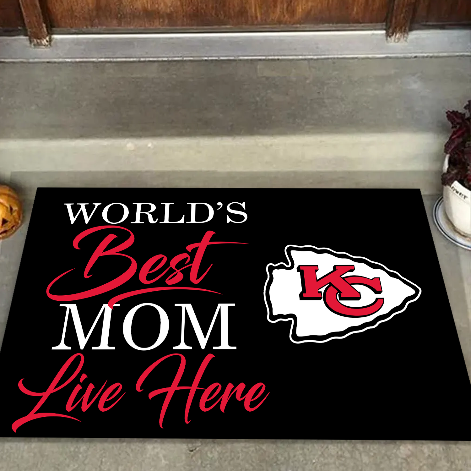 World's Best Chiefs Mom Live Here Doormat for Kansas City Fans