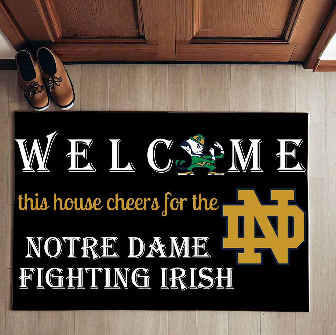 Welcome This House Cheer for Notre Dame Doormat