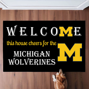 Welcome This House Cheer for Michigan Wolverines Doormat