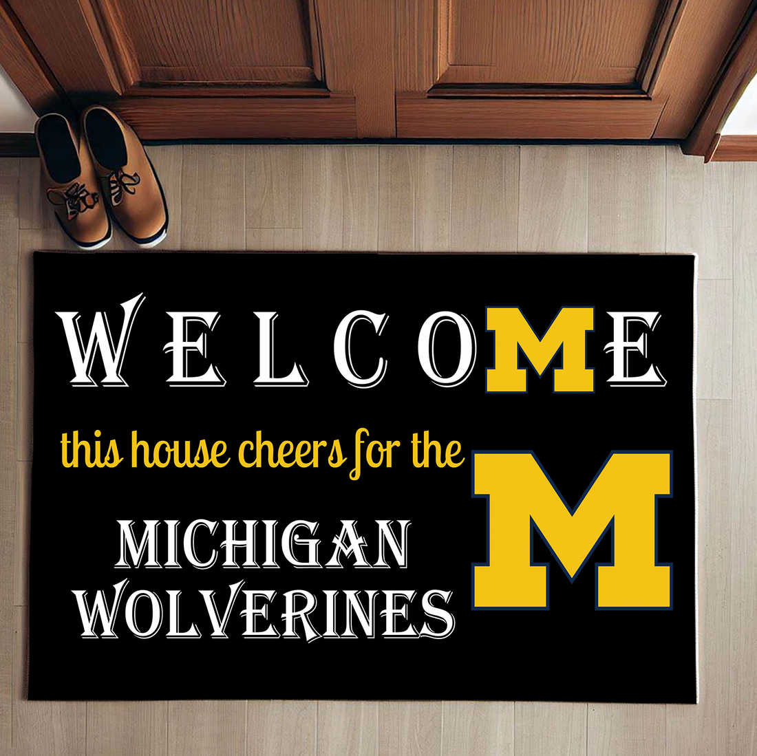 Welcome This House Cheer for Michigan Wolverines Doormat