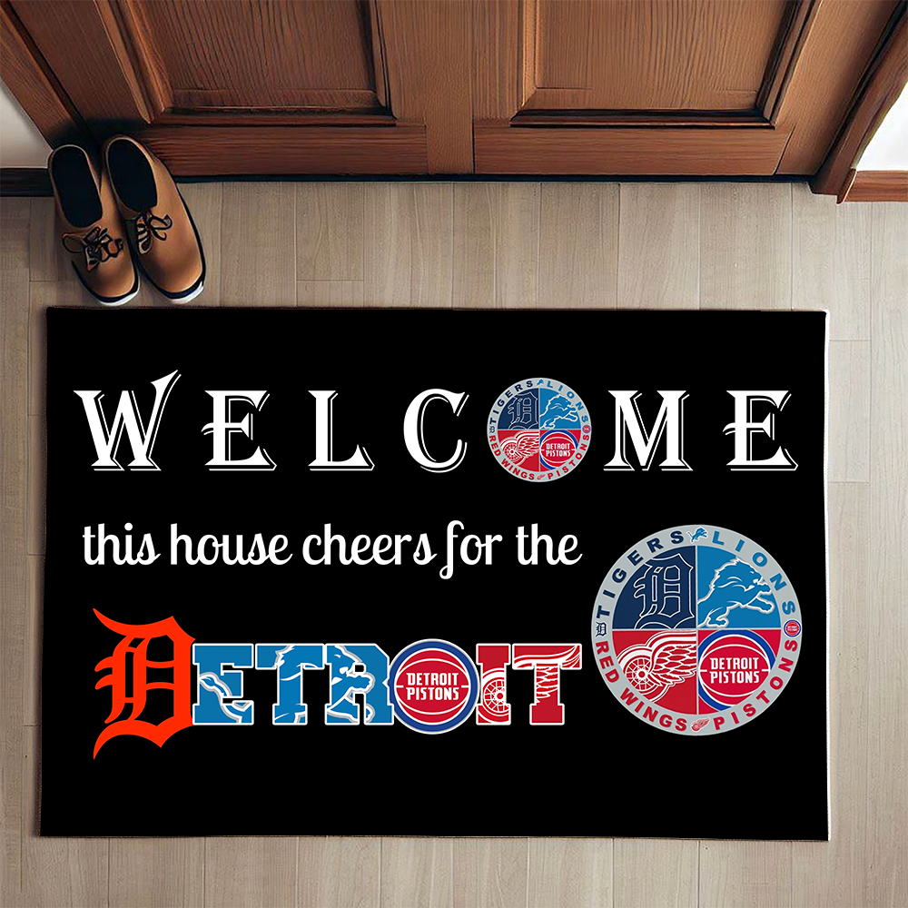 Welcome This House Cheers for Detroit Sports Doormat