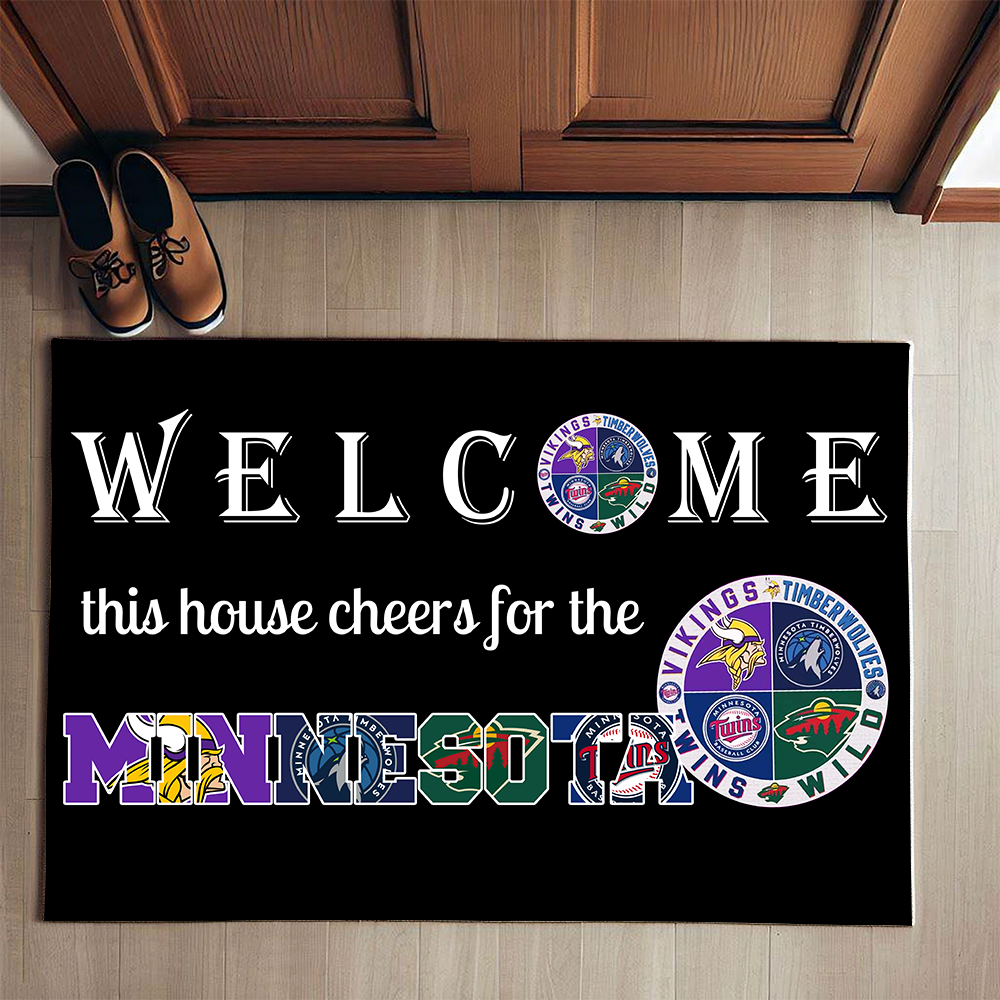 Welcome This House Cheers for Minnesota Sports Doormat