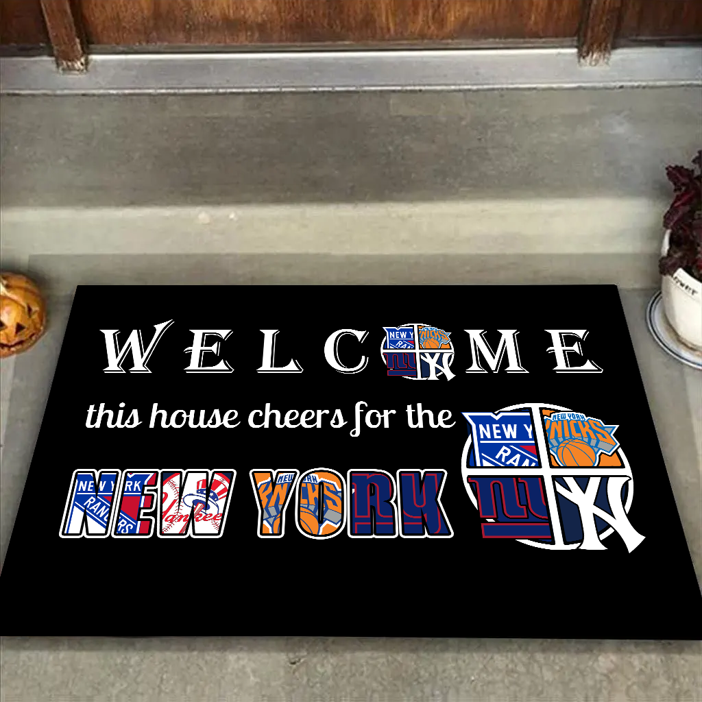 Welcome This House Cheers for New York Sports Doormat