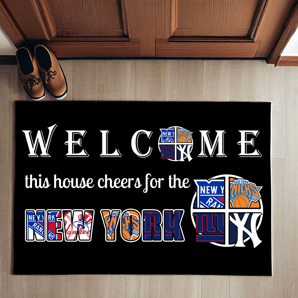 Welcome This House Cheers for New York Sports Doormat