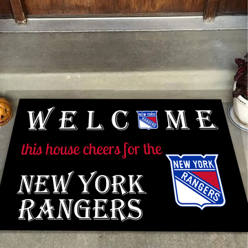 Welcome This House Cheers for New York Rangers Doormat