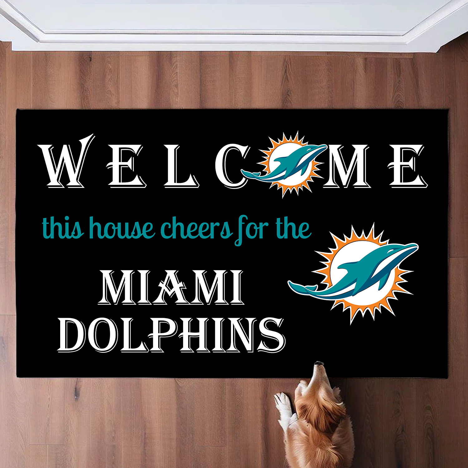 Welcome This House Cheer for Miami Dolphins Doormat